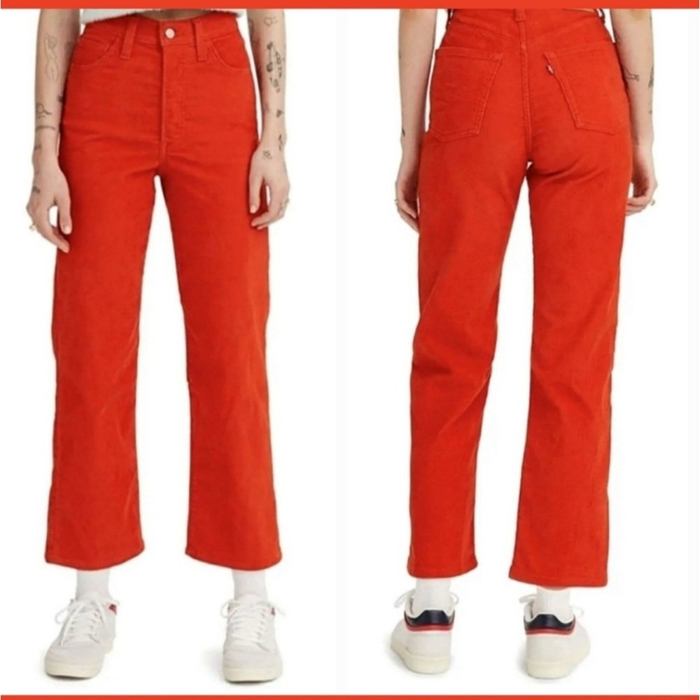 Levi's Ribcage Straight Ankle Red Corduroy Pants, Size 27